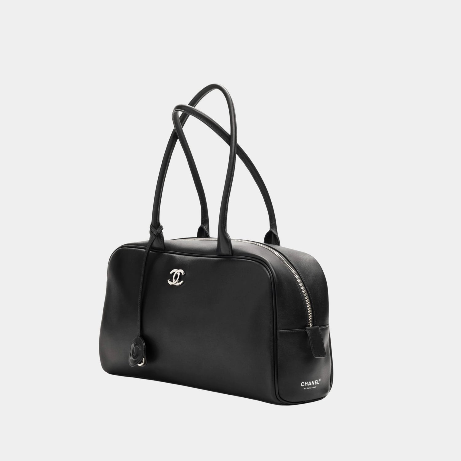 Large Bowling Bag Calfskin &amp; Sliver Metal