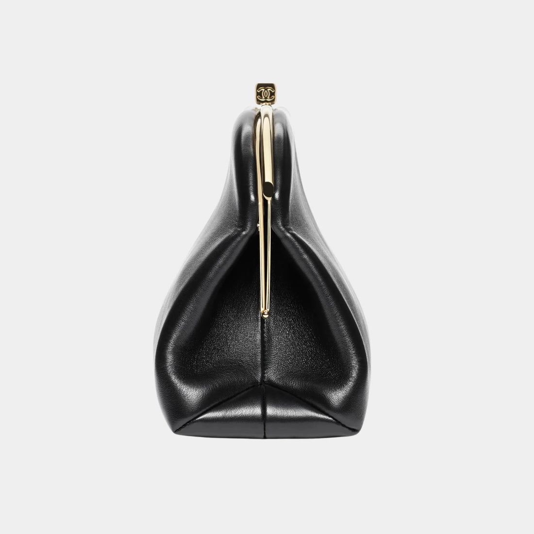 Chanel Large Clutch in Lambskin, Black, Side
