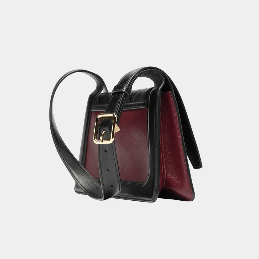 Chanel Large Flap Bag in Black & Dark Burgundy Shiny Calfskin, Back