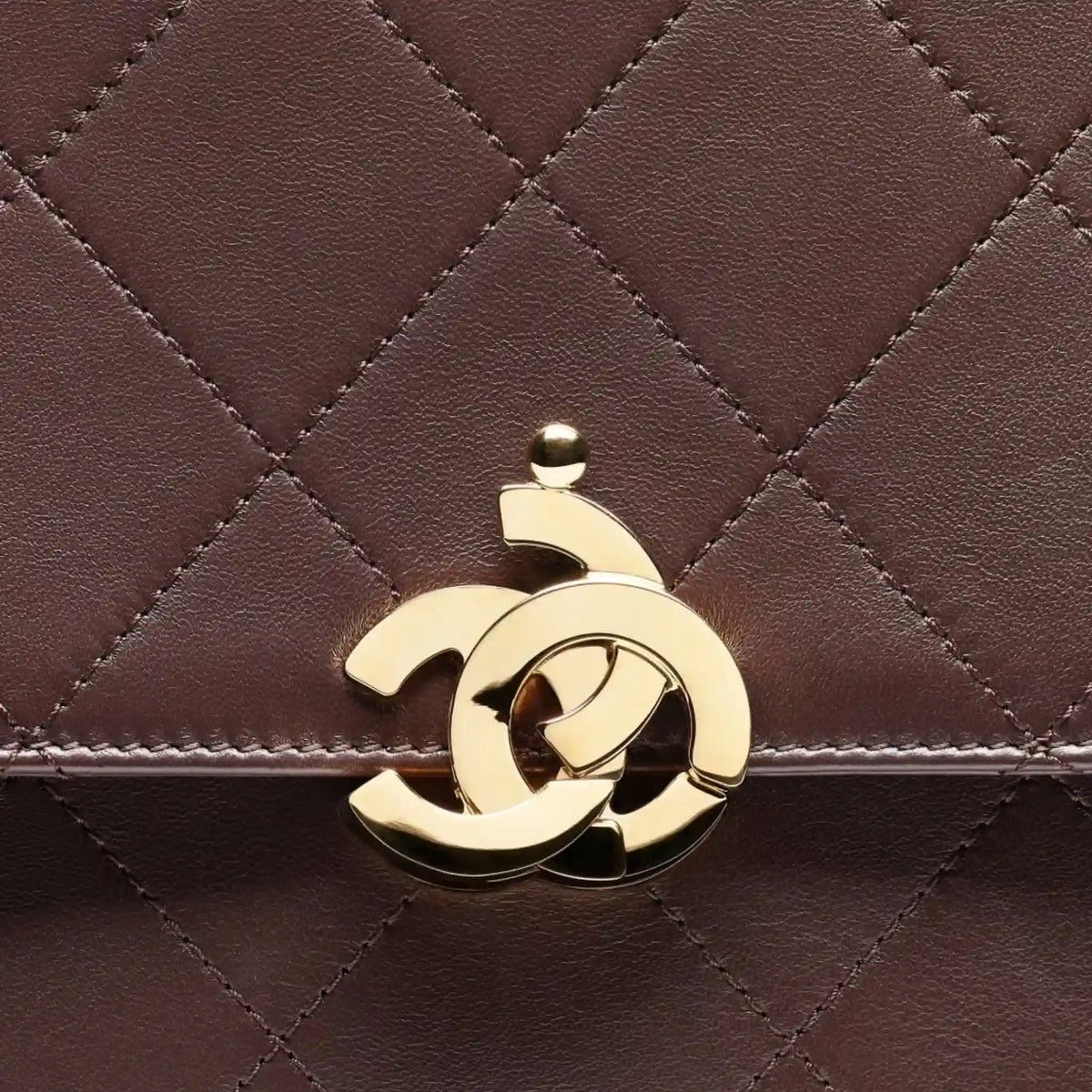Chanel Large Flap Bag Gold-Plated Metal Dark Brown