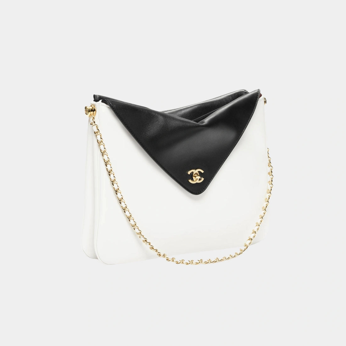 Chanel Large Hob Bag Calfskin & Gold-Plated Metal Black & White