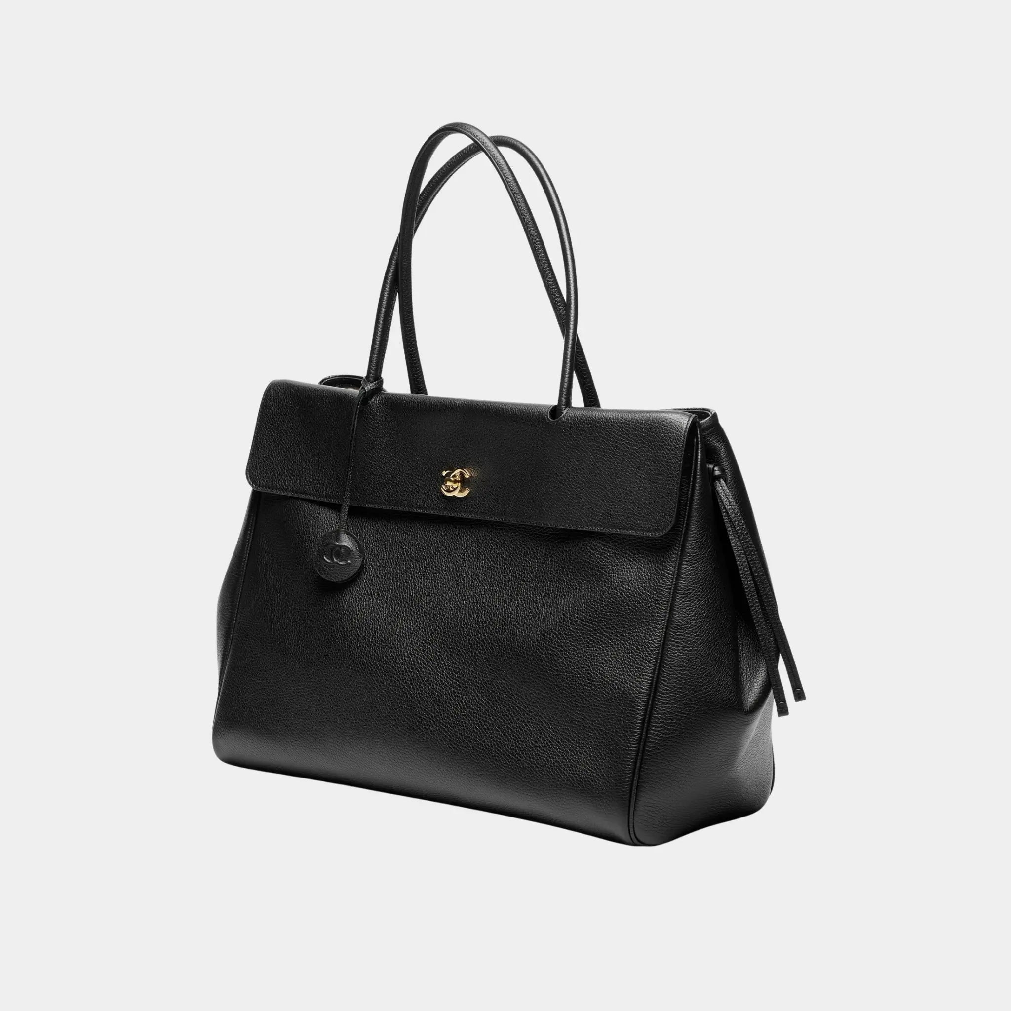 Chanel Large Tote Bag Grained Calfskin &amp; Gold-Tone Metal Black