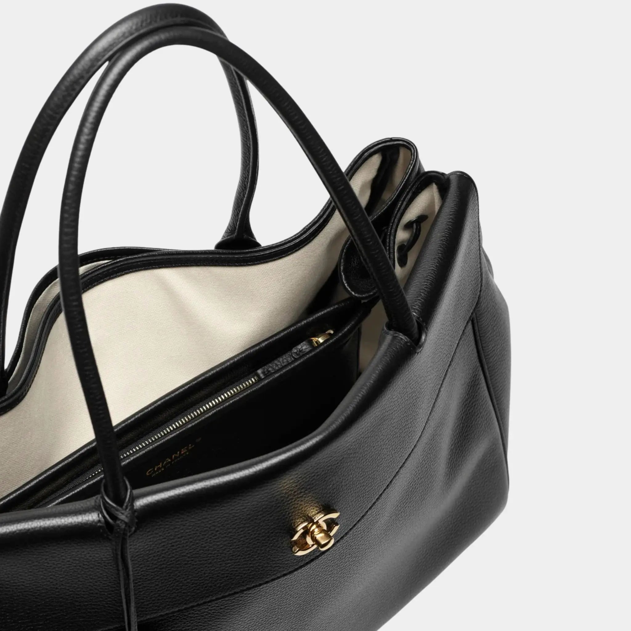 Chanel Large Tote Bag Grained Calfskin &amp; Gold-Tone Metal Black
