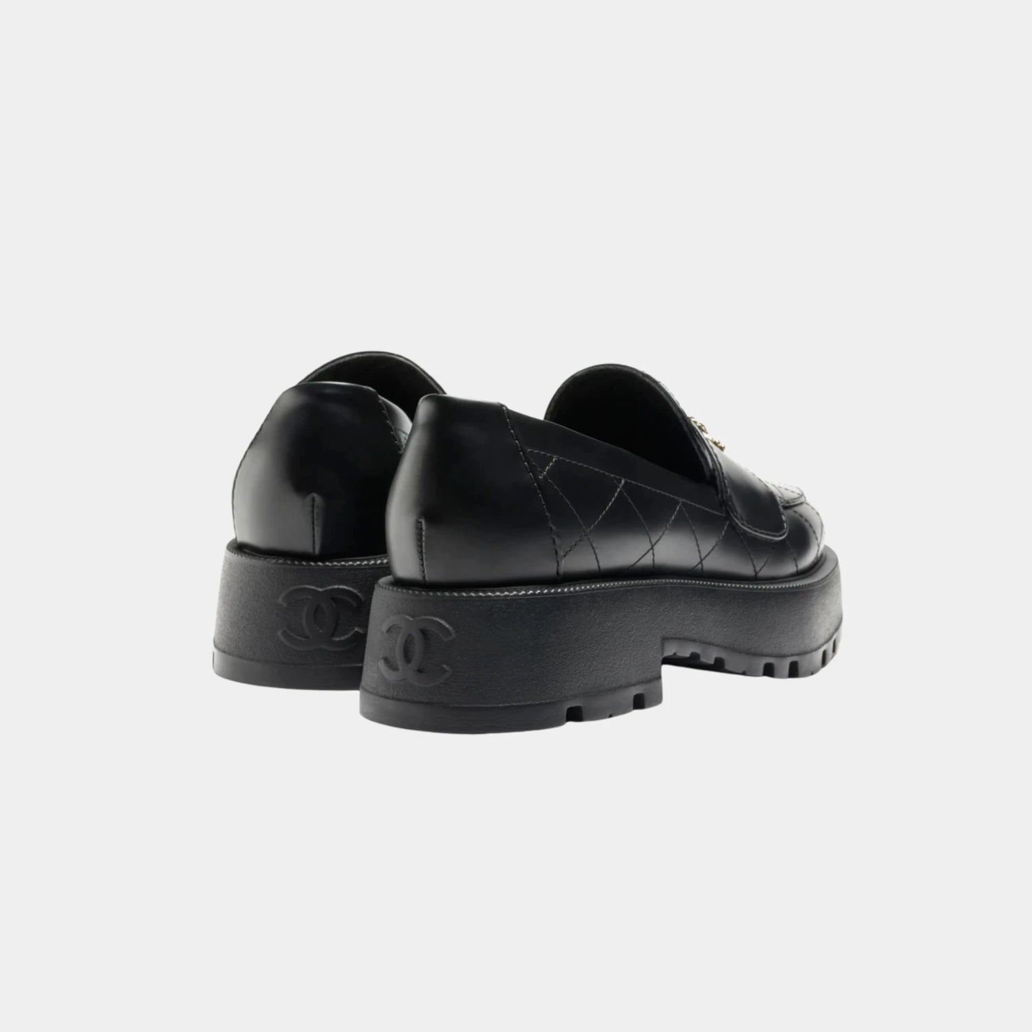 Chanel Loafers in Black Calfskin, Black, Back