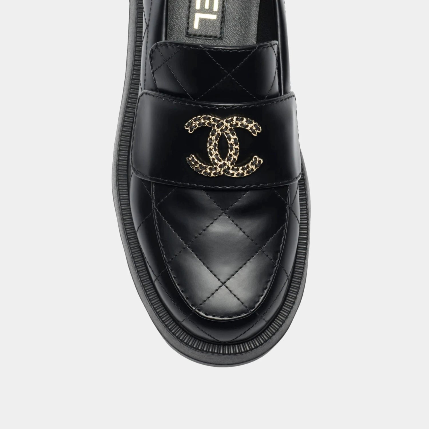Chanel Loafers in Black Calfskin, Black, Top
