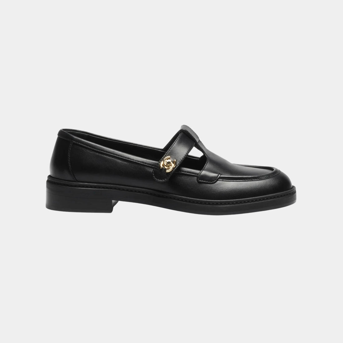 Chanel Loafers in Calfskin, Black, Side