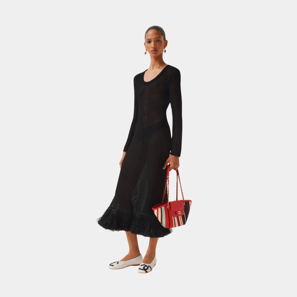 Long Dress in Black Mixed Fibres