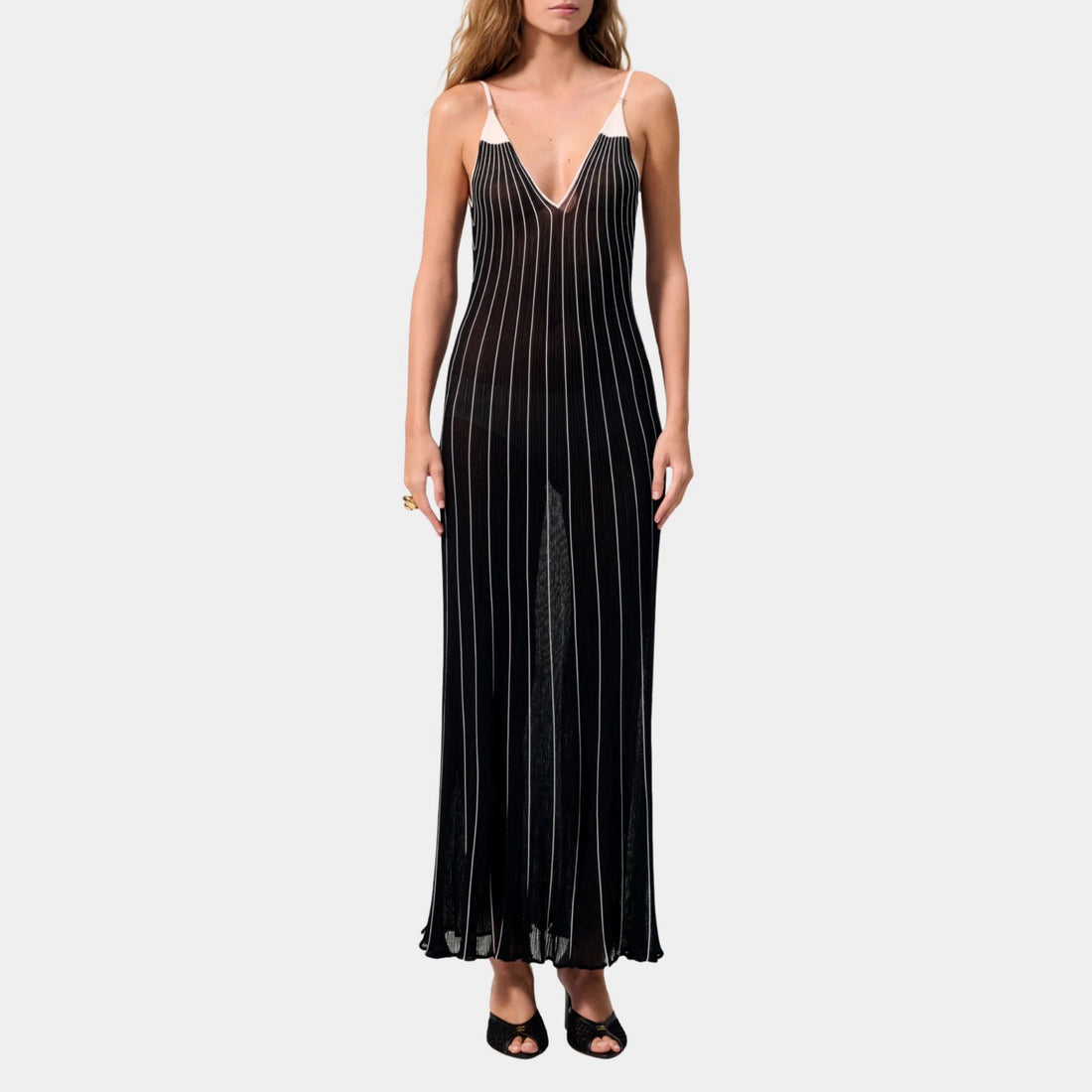 Chanel Long Dress Mixed fibers Black &amp; White