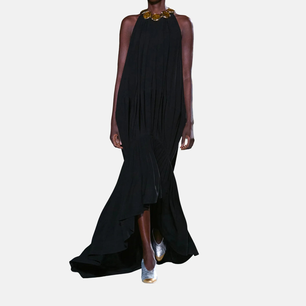 Long Dress Mixed Fibres in Black