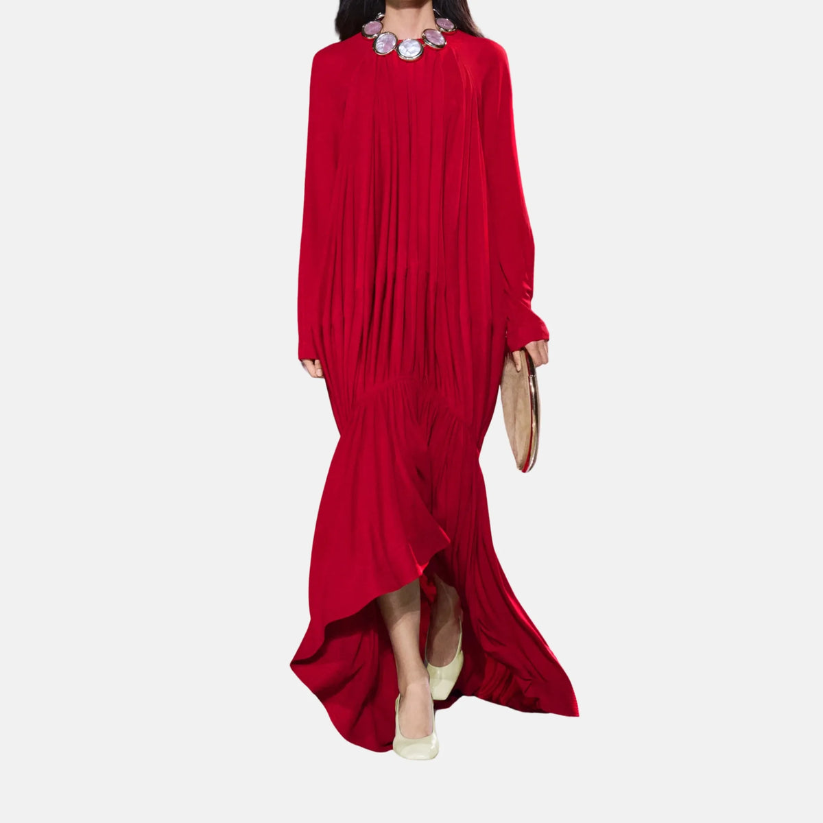 Long Dress Mixed Fibres in Heart Red