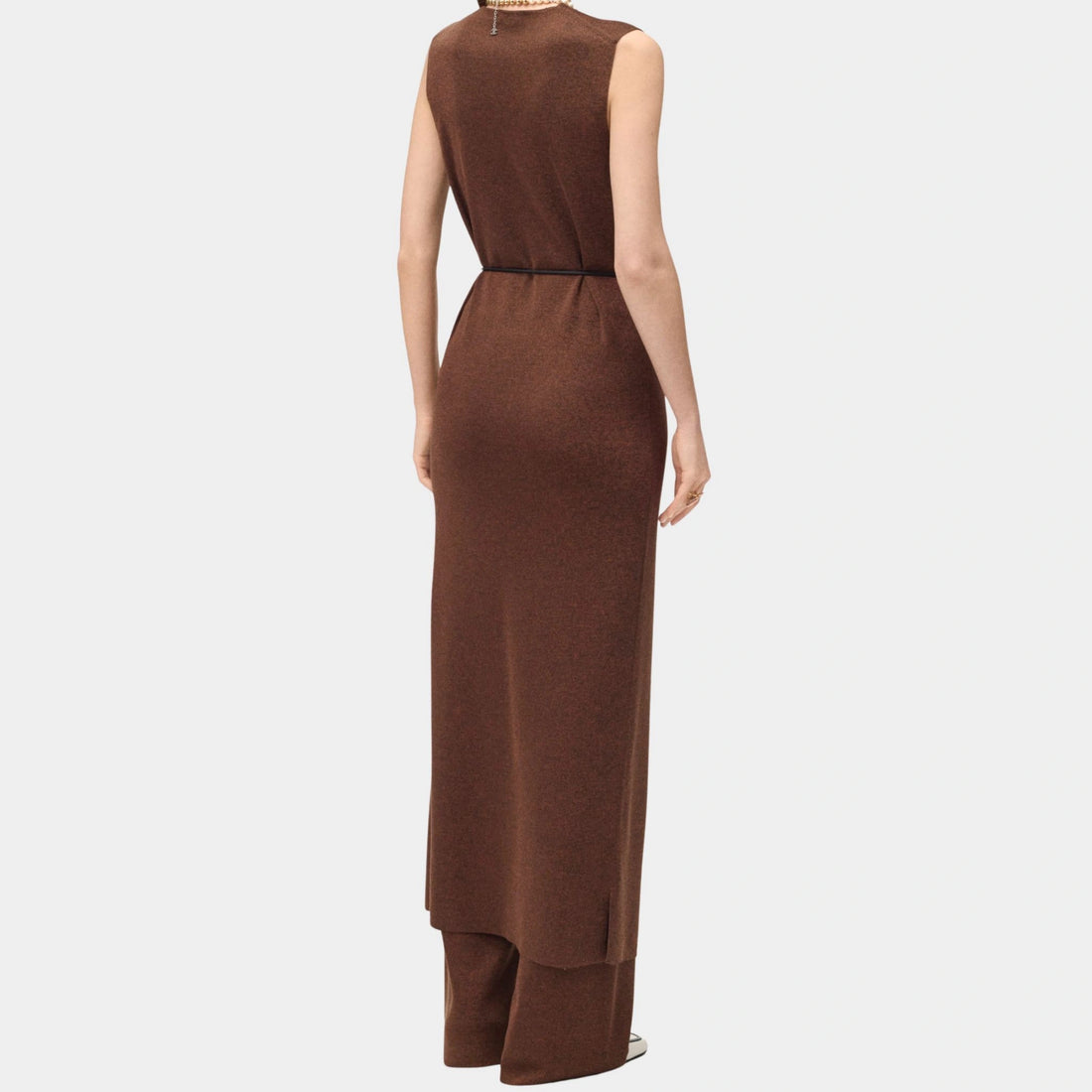 Chanel Long Dress Silk Dark Brown
