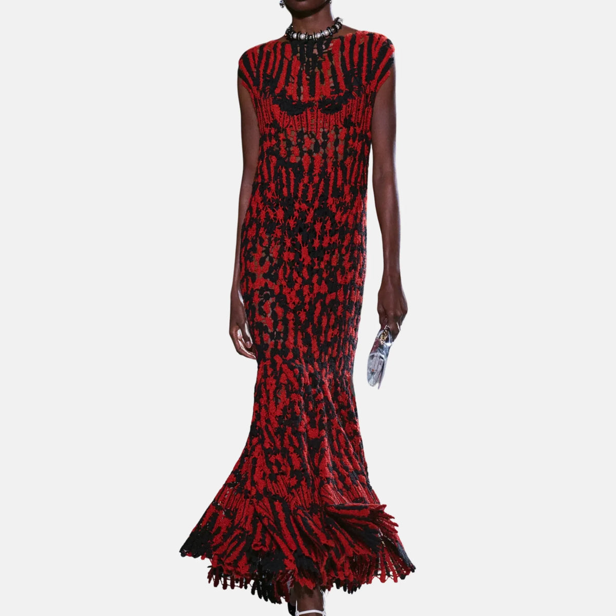 Long Dress Silk in Black and Red