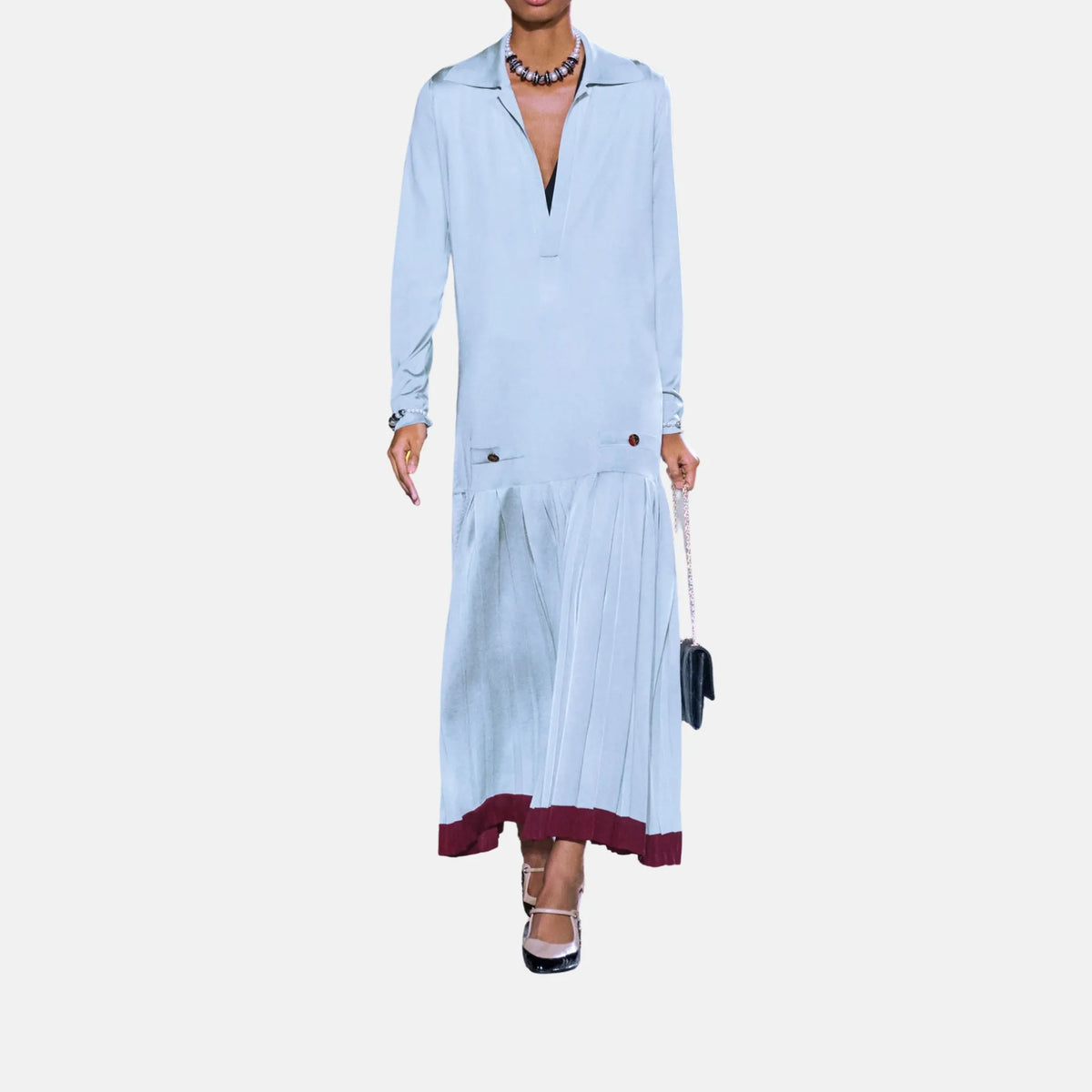 Long Dress Silk in Glacier Blue