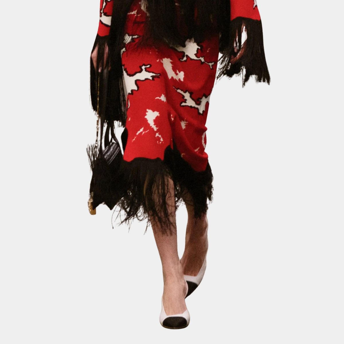 Long Skirt Mixed fibers Red White & Black