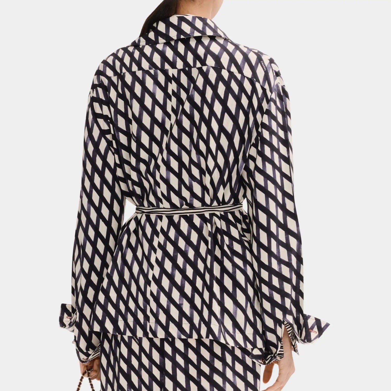 Chanel Long Sleeved Blouse in Printed Crepe de Chine, Back