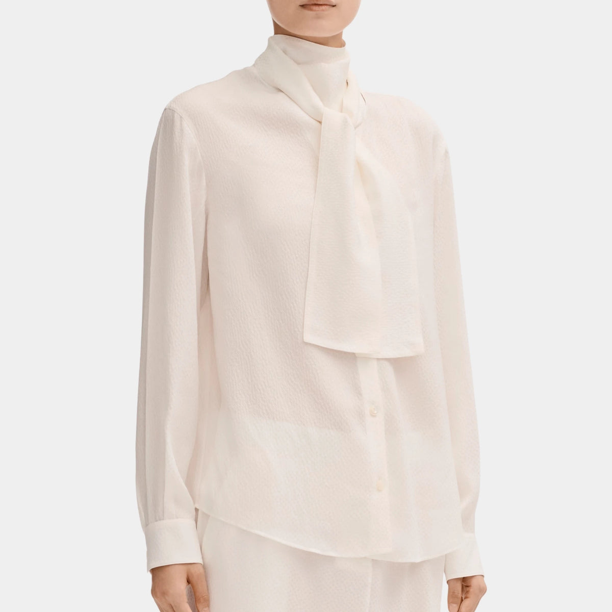 Long-sleeved Blouse in Silk Jacquard