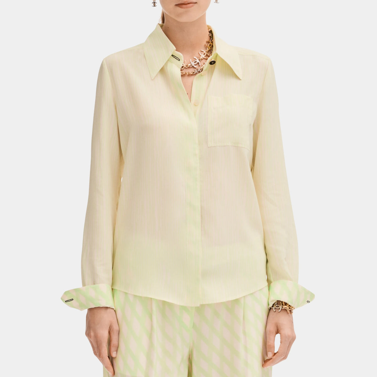 Long Sleeved Shirt in Silk Crepe