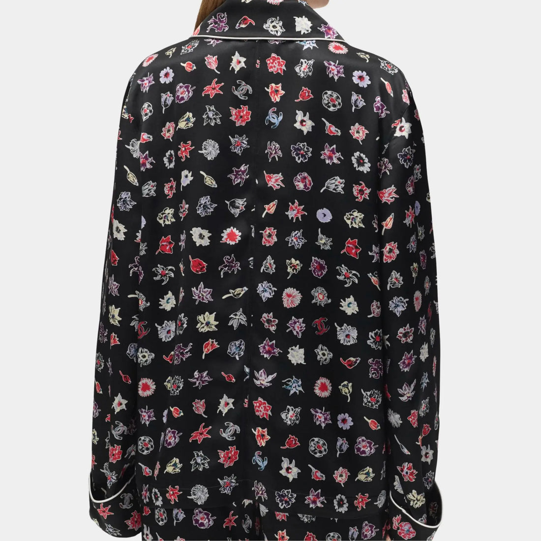 Chanel Long-Sleeved Shirt Silk Black & Multicolour,back