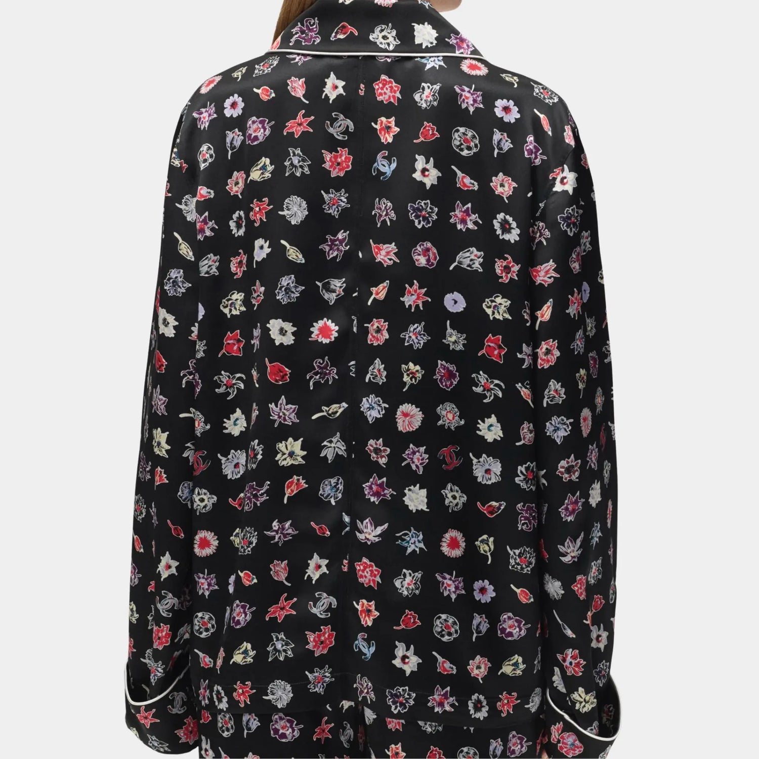 Chanel Long-Sleeved Shirt Silk Black &amp; Multicolour,back