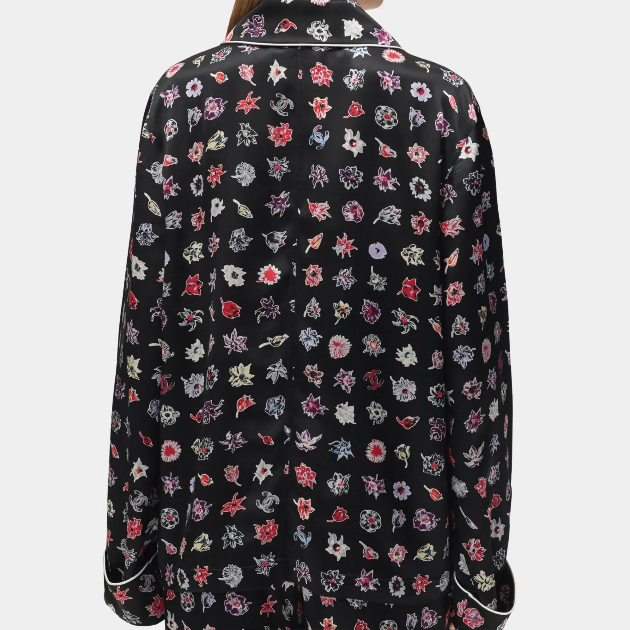 Chanel Long-Sleeved Shirt Silk Black &amp; Multicolour,back