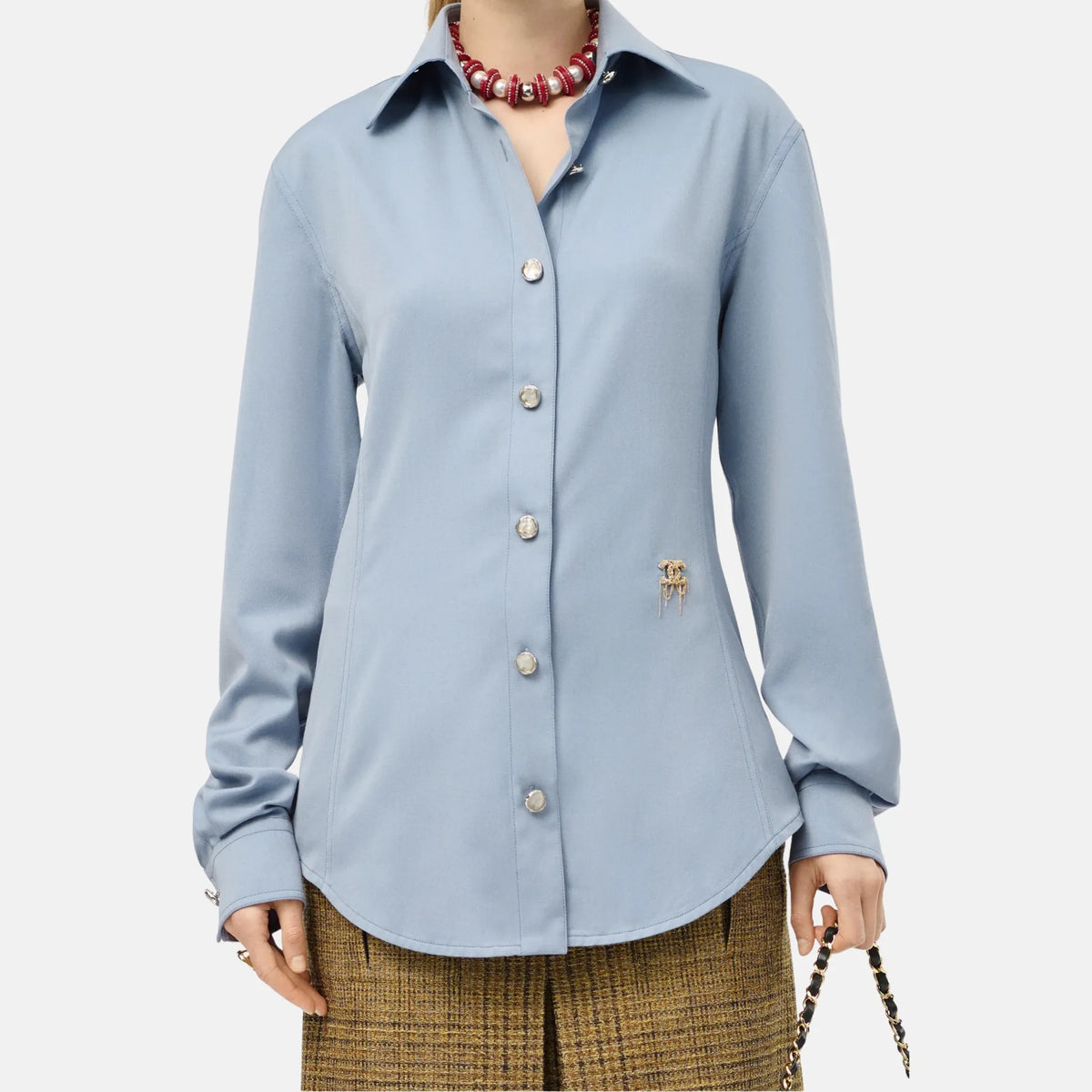 Long Sleeved Shirt Wool Cashmere in Light Blue