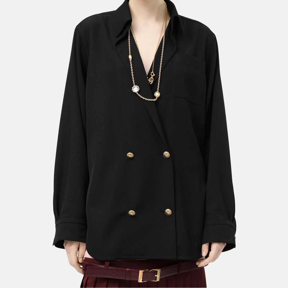 Long Sleeved Shirt Wool in Black