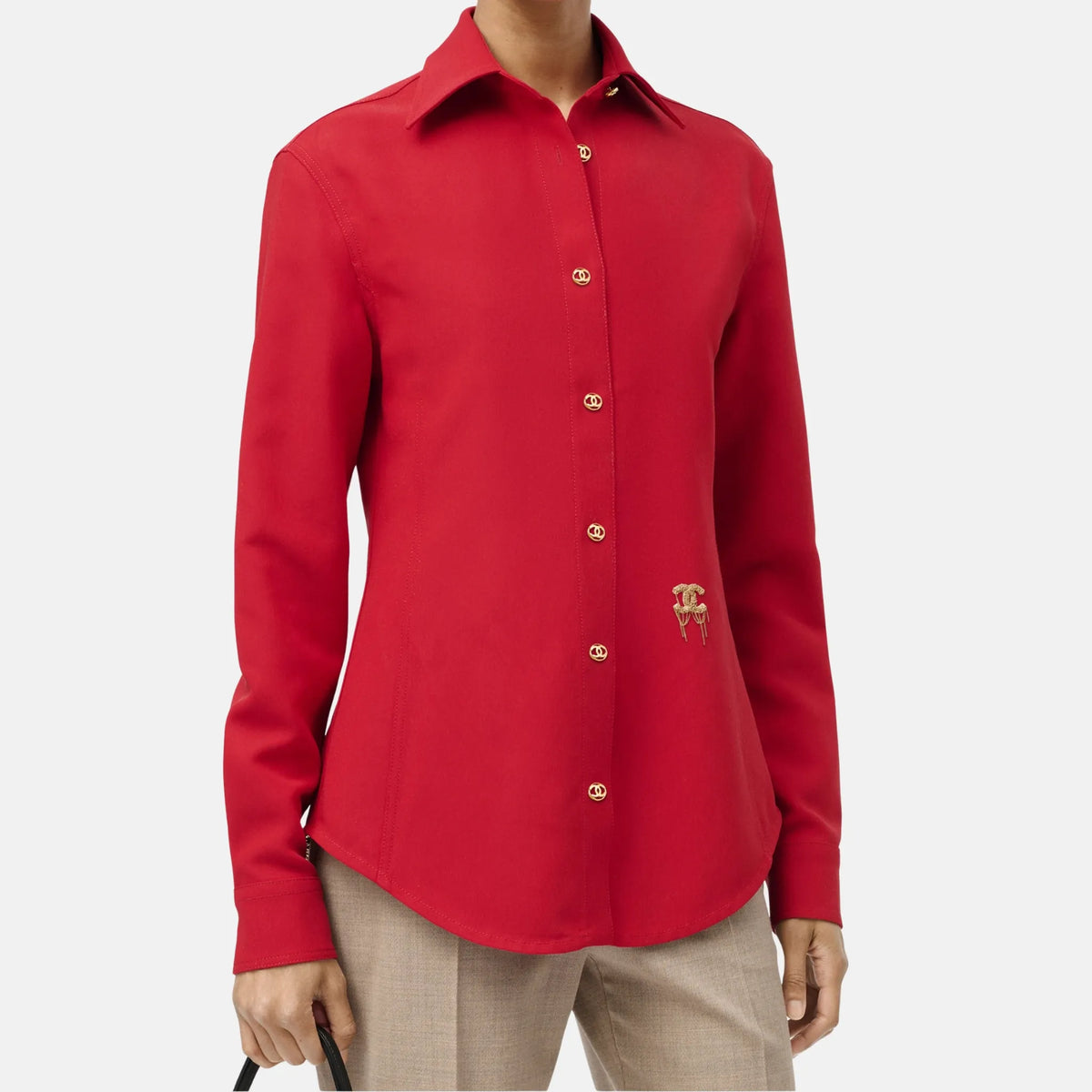Long Sleeved Shirt Wool Silk in Heart Red