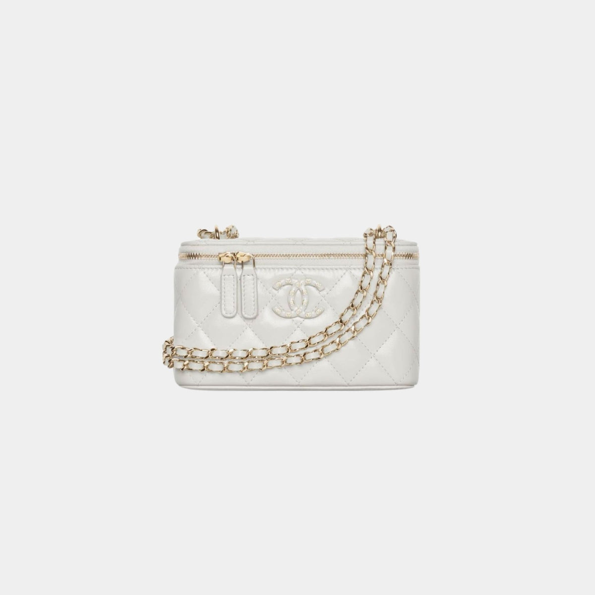 Long Vanity with Gold Tone Metal Chain in Shiny Lambskin