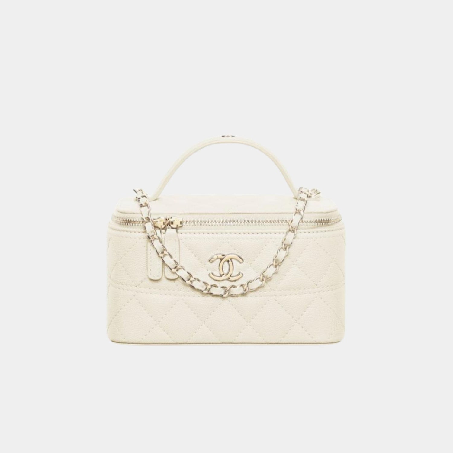 Chanel Long Vanity with Chain in Grained Calfskin and Gold Tone Metal, Ecru