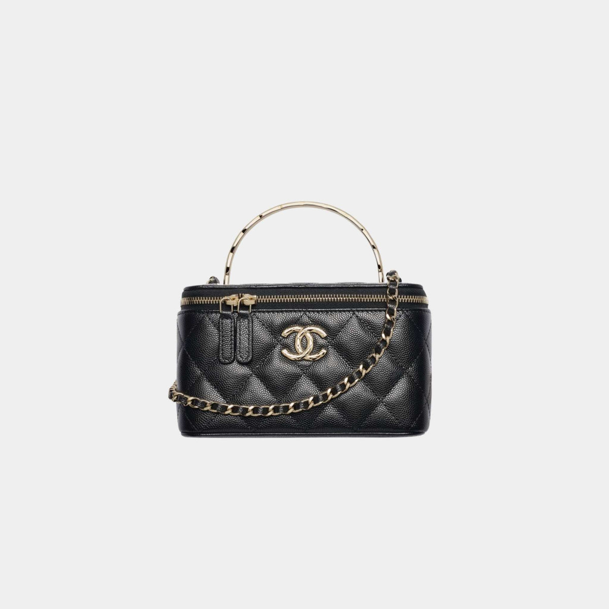 Long Vanity with Chain in Grained Shiny Calfskin