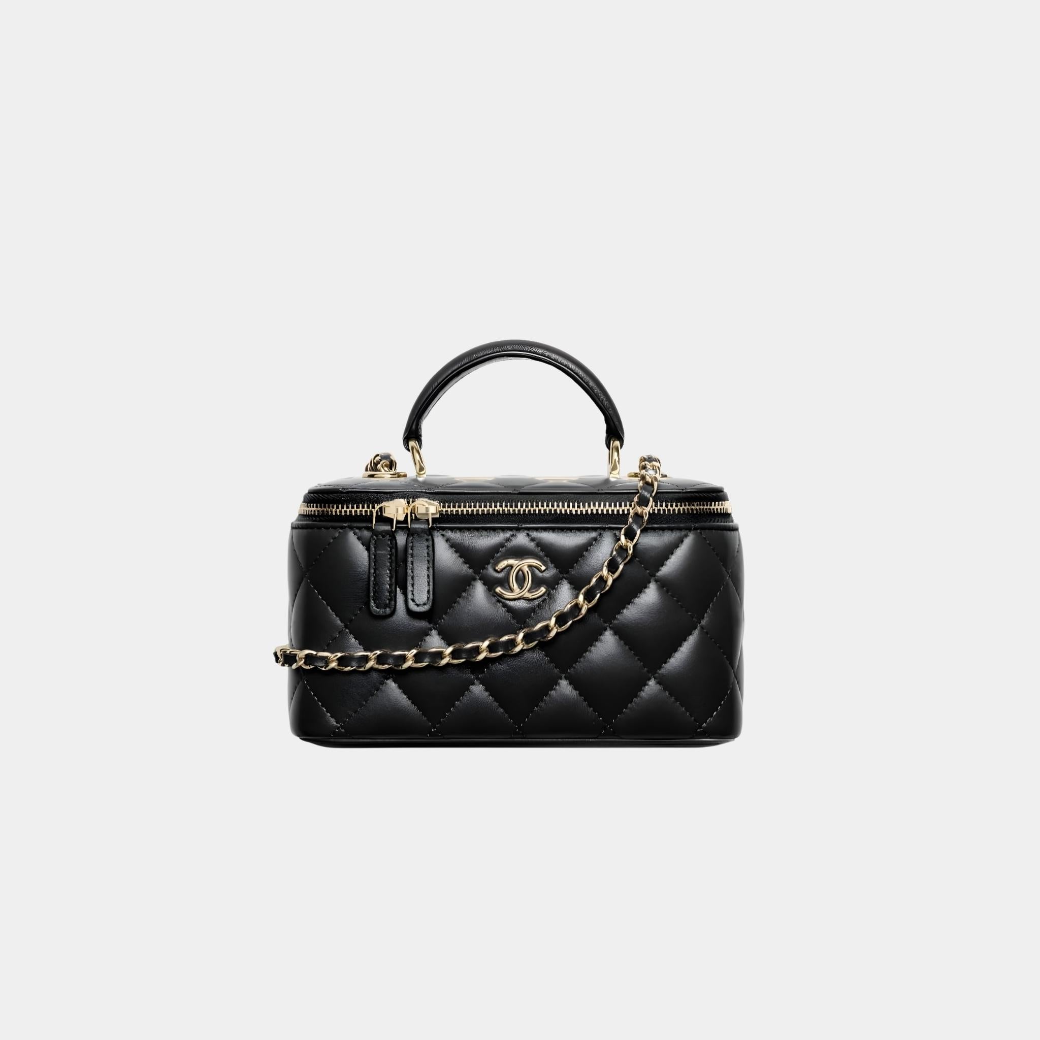 Chanel Long Vanity With Chain in Lambskin, Black