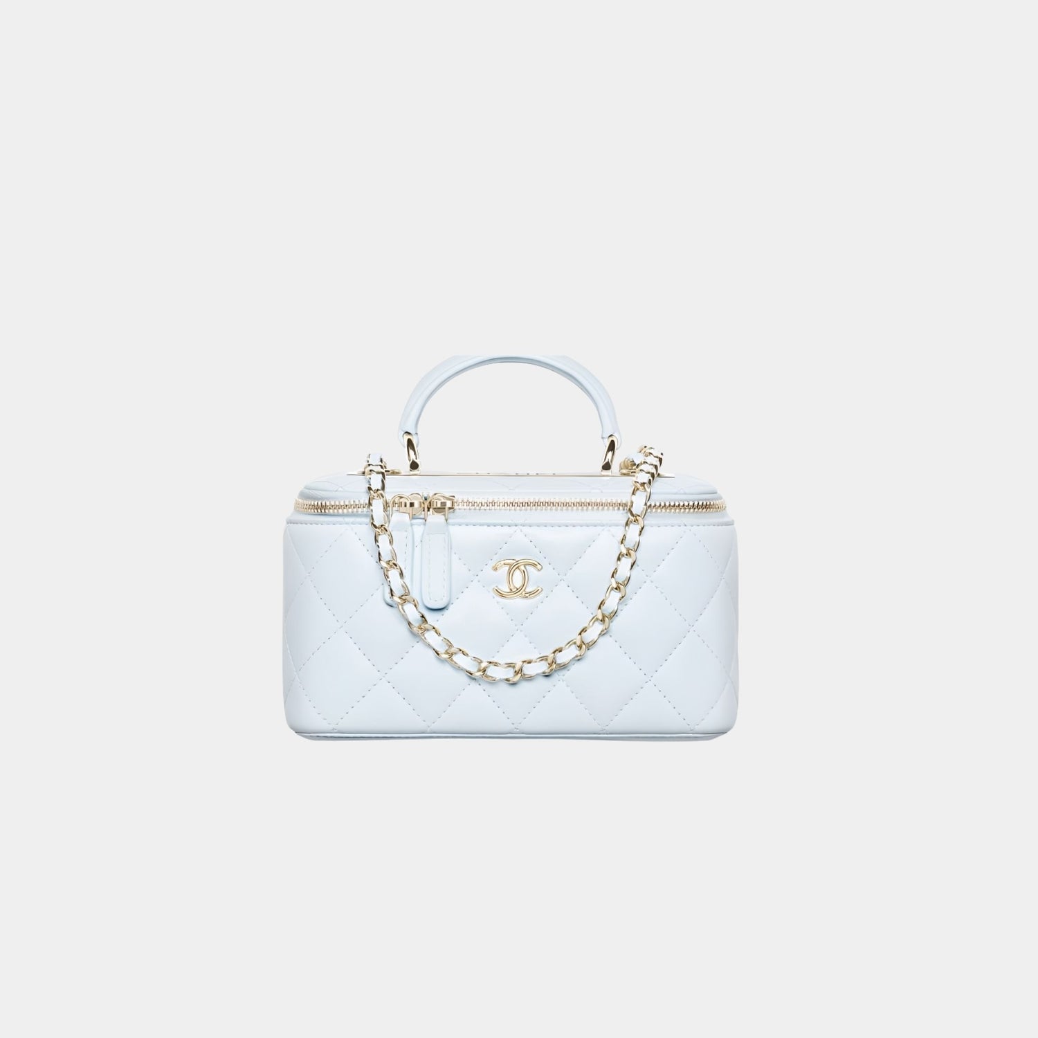 Chanel Long Vanity With Chain in Lambskin, Light Blue