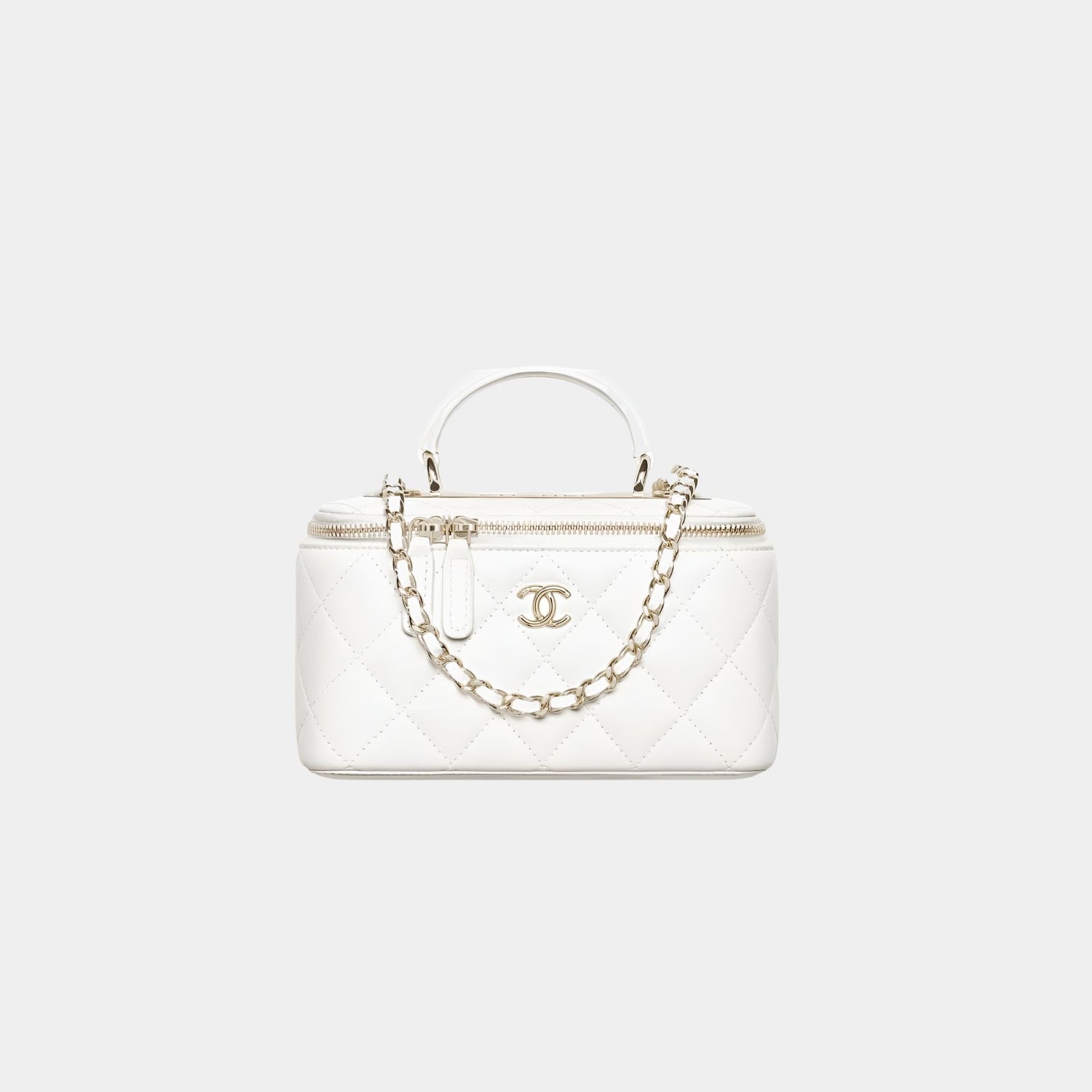 Chanel Long Vanity With Chain in Lambskin, White
