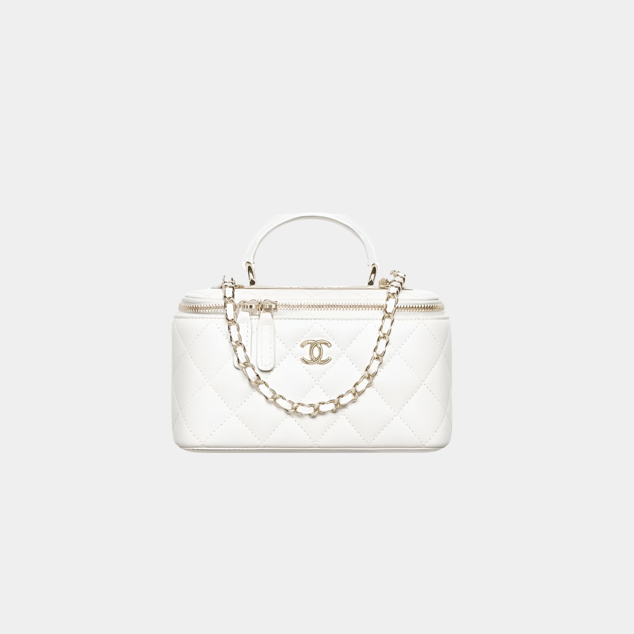 Chanel Long Vanity With Chain in Lambskin, White