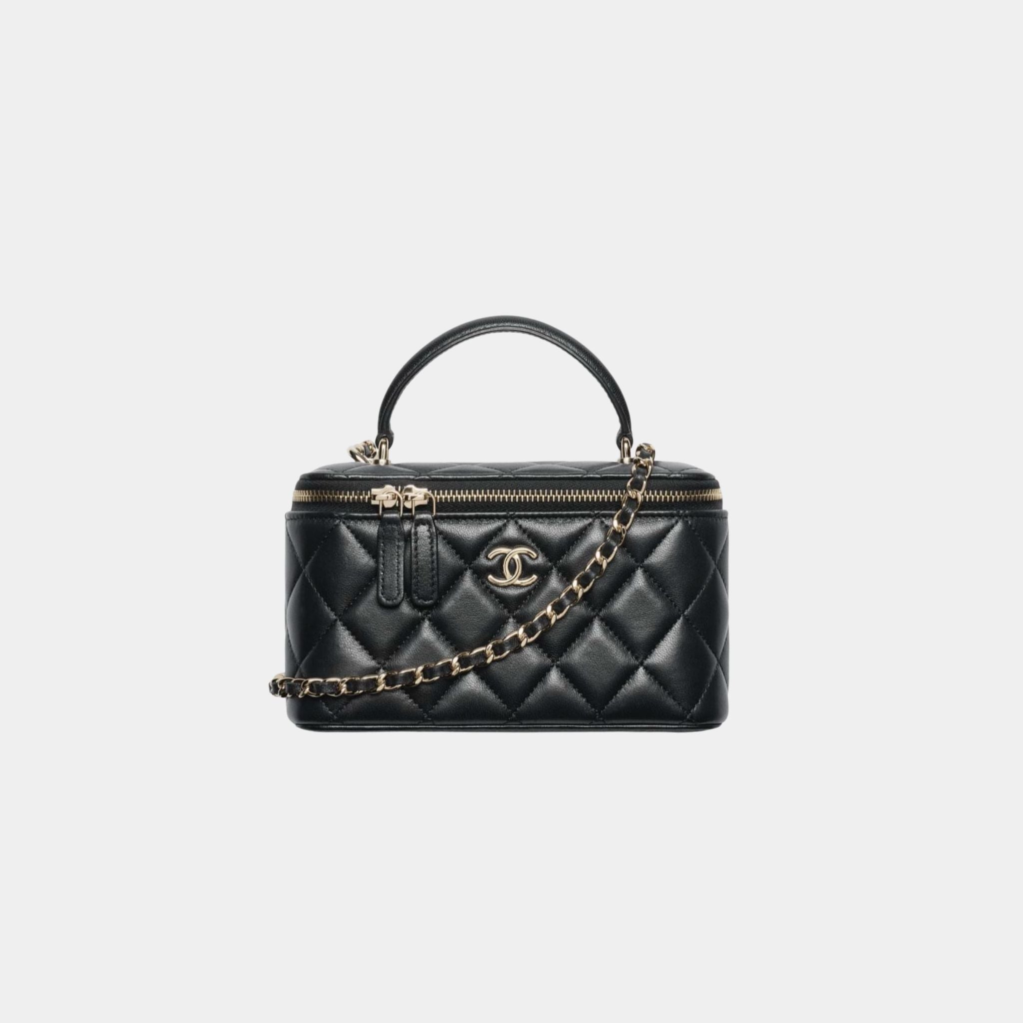 Chanel Long Vanity With Chain Lambskin, Black 