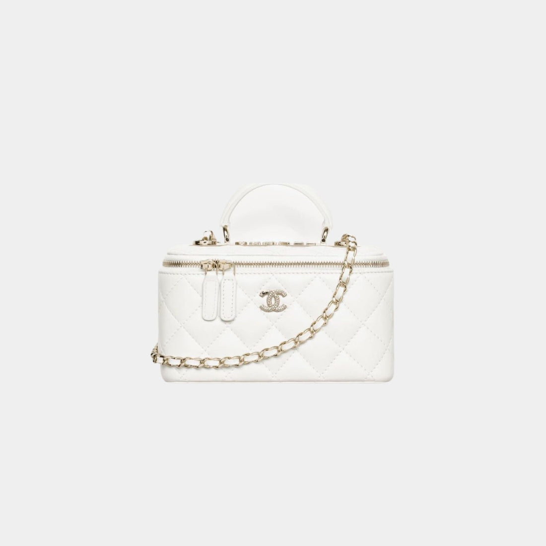 Chanel Long Vanity with Chain in Lambskin and Diamante, White