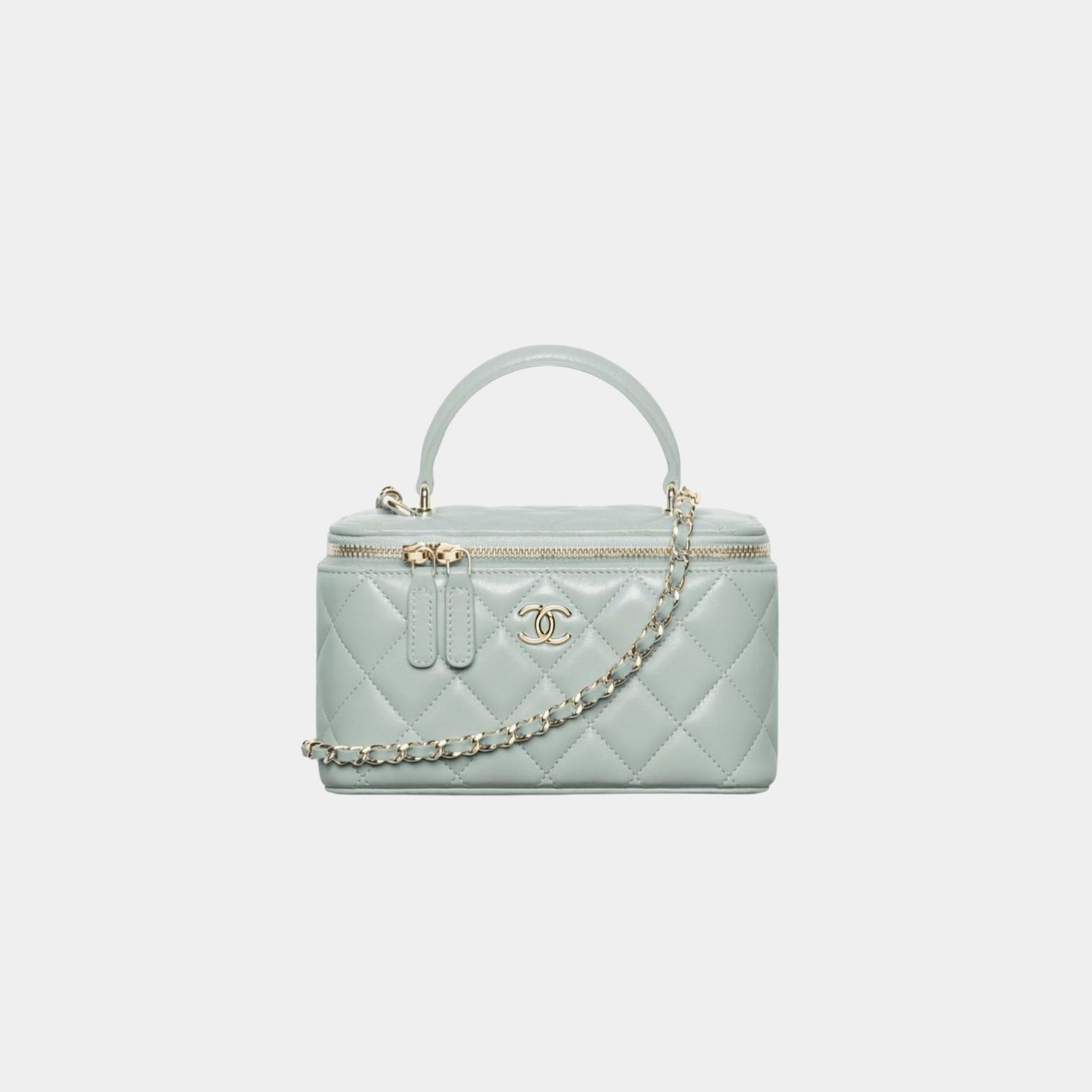 Chanel Long Vanity With Chain Lambskin, Light Green