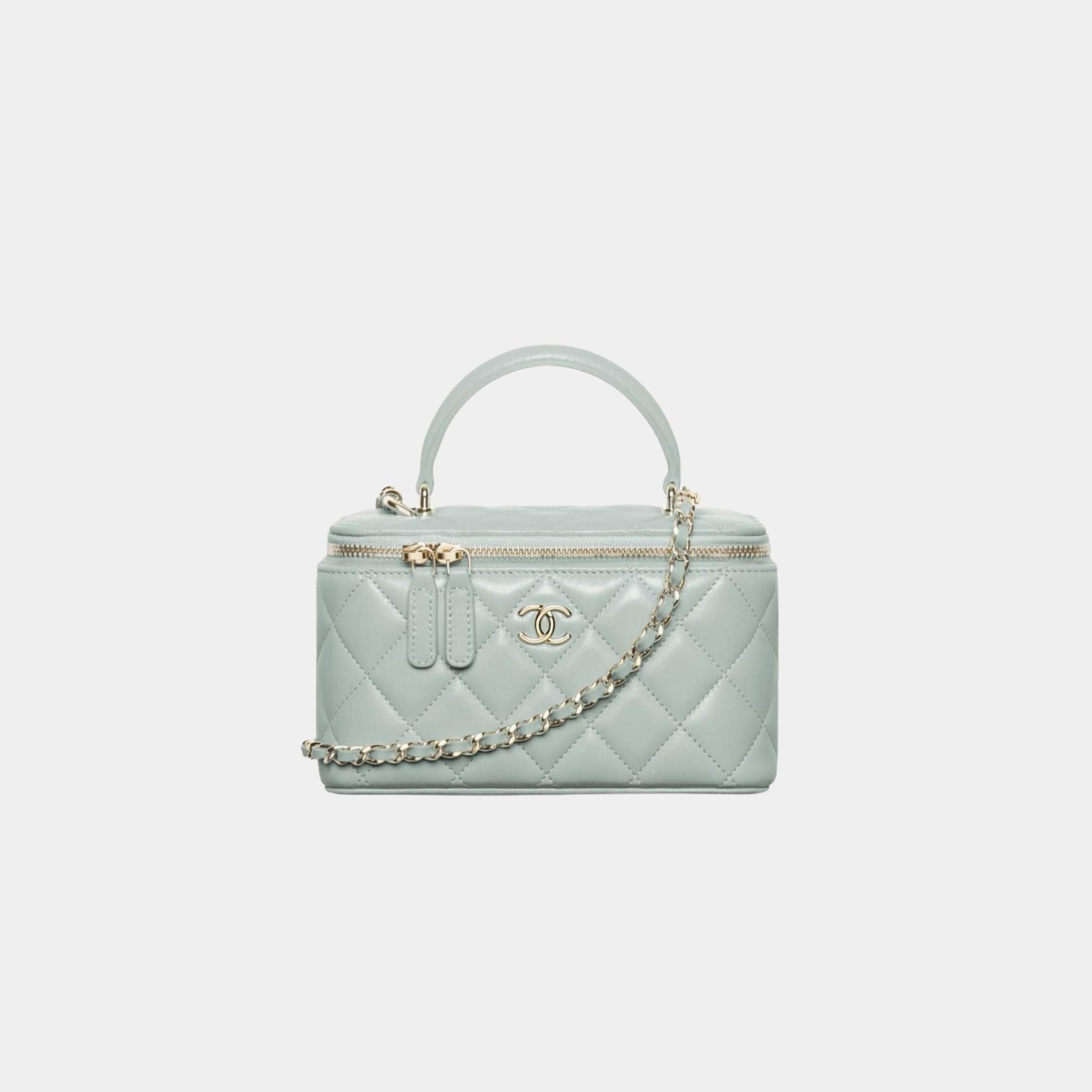 Chanel Long Vanity With Chain Lambskin, Light Green