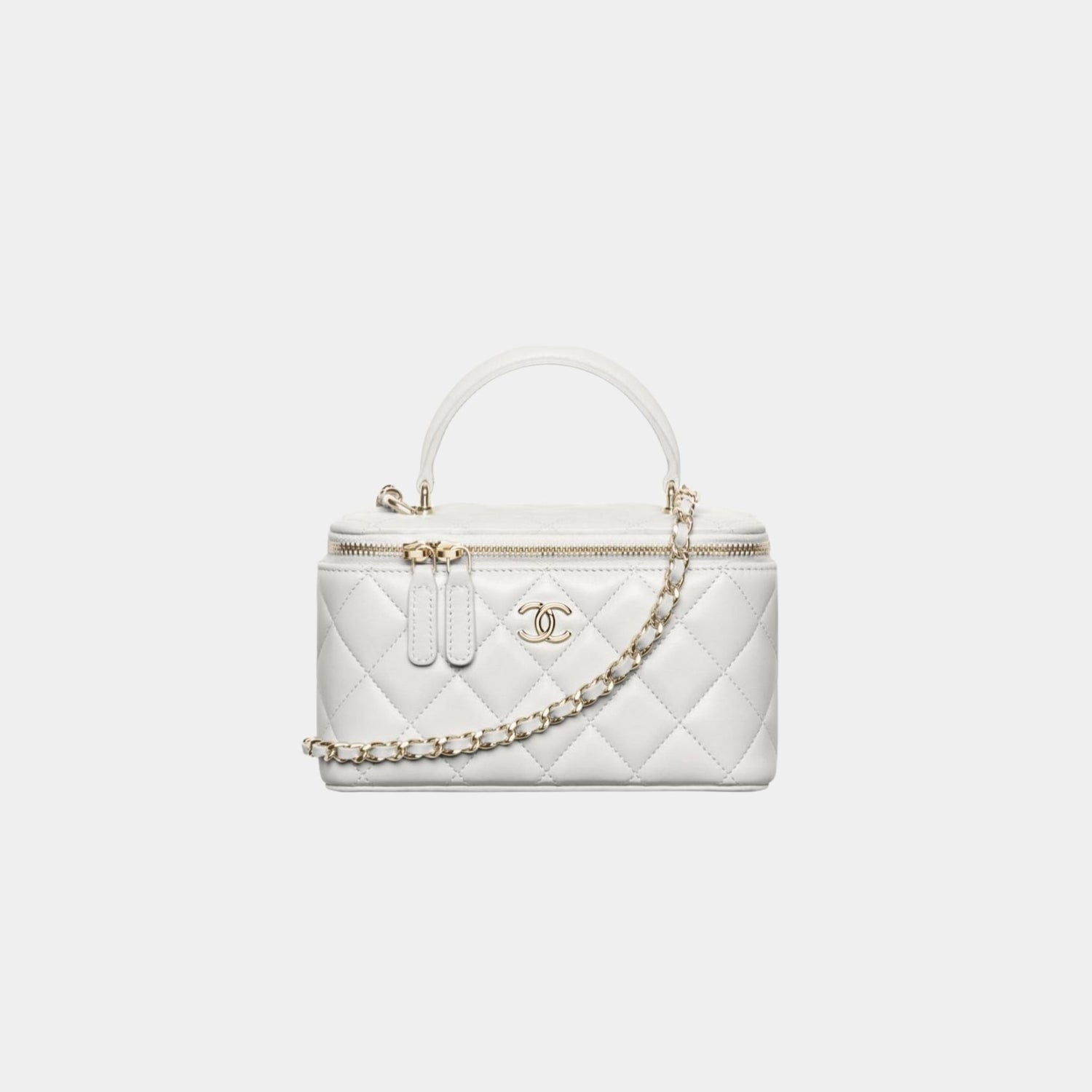 Chanel Long Vanity With Chain Lambskin, Light Grey