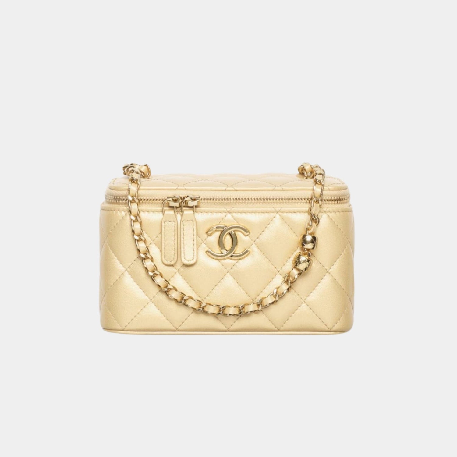 Chanel Long Vanity with Chain in Metallic Lambskin, Gold