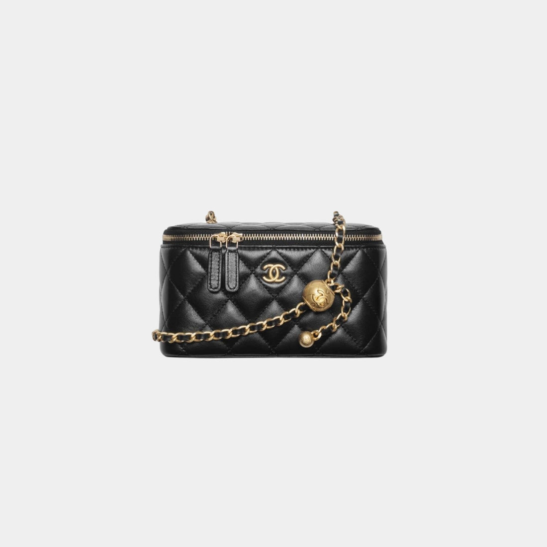 Chanel Long Vanity with Chain in Shiny Lambskin, Black