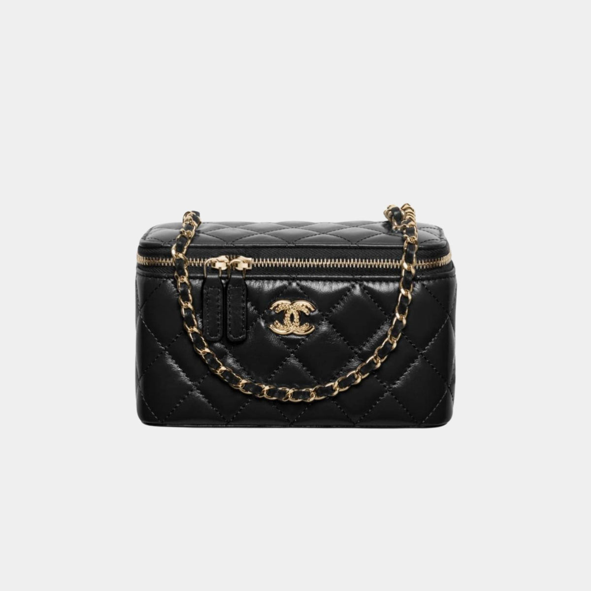 Long Vanity with Chain in Shiny Lambskin and Gold Tone