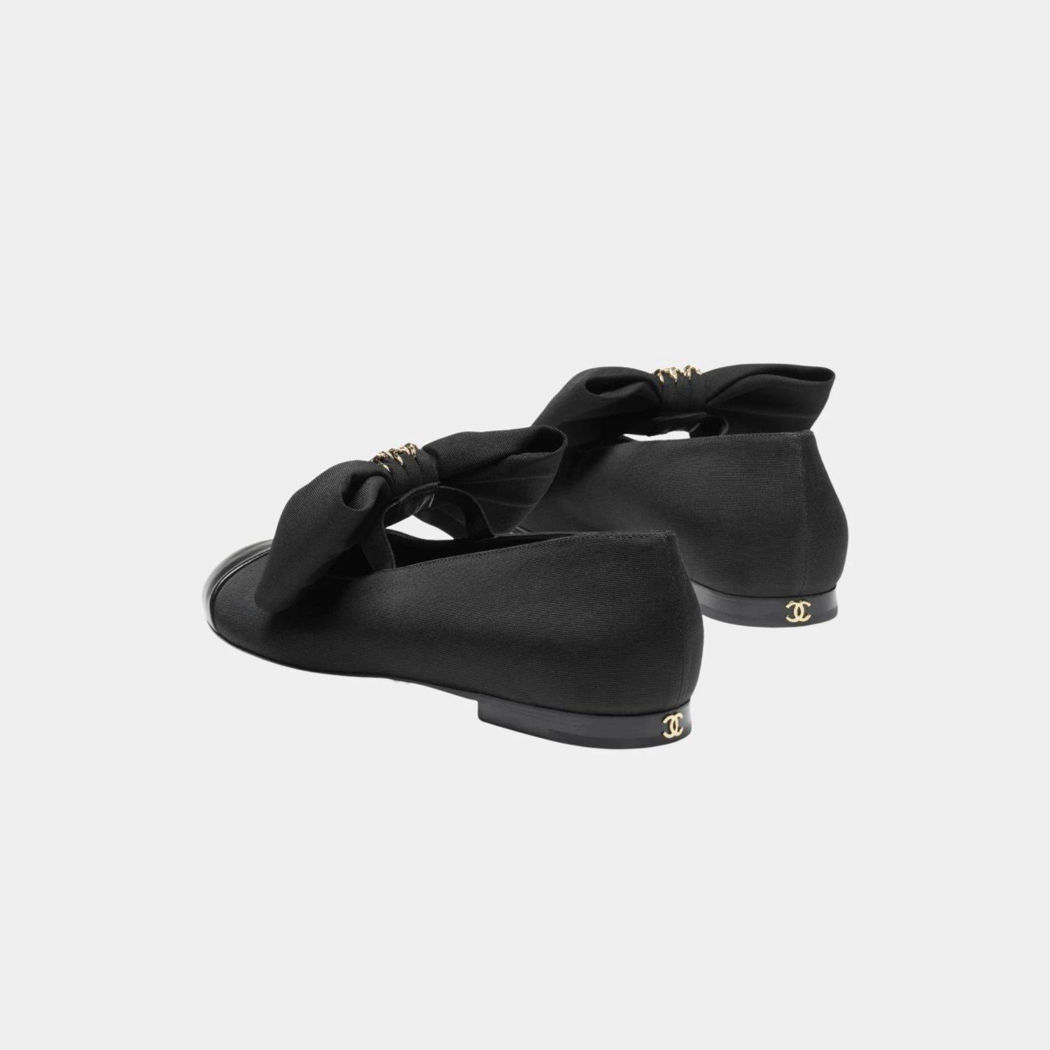 Chanel Mary Janes in Grosgrain &amp; Calfskin, Black, Back