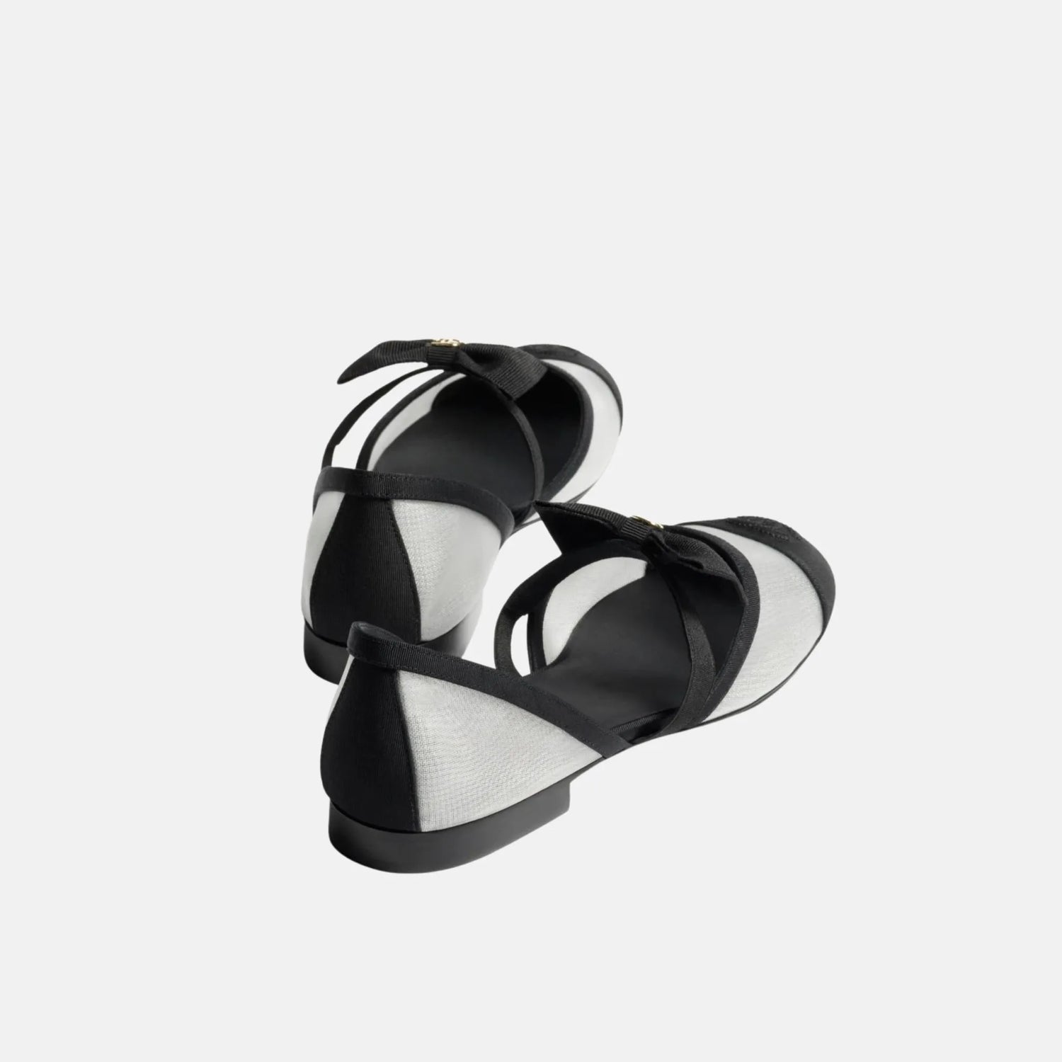 Chanel Mary Janes in Mesh and Grosgrain, White, Back