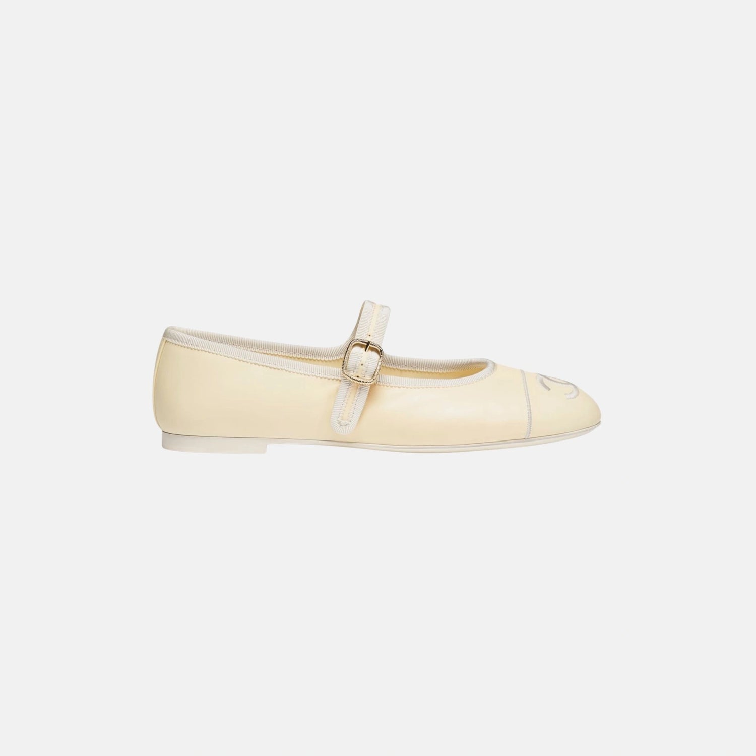 Chanel Mary Janes in Lambskin, Beige, Side