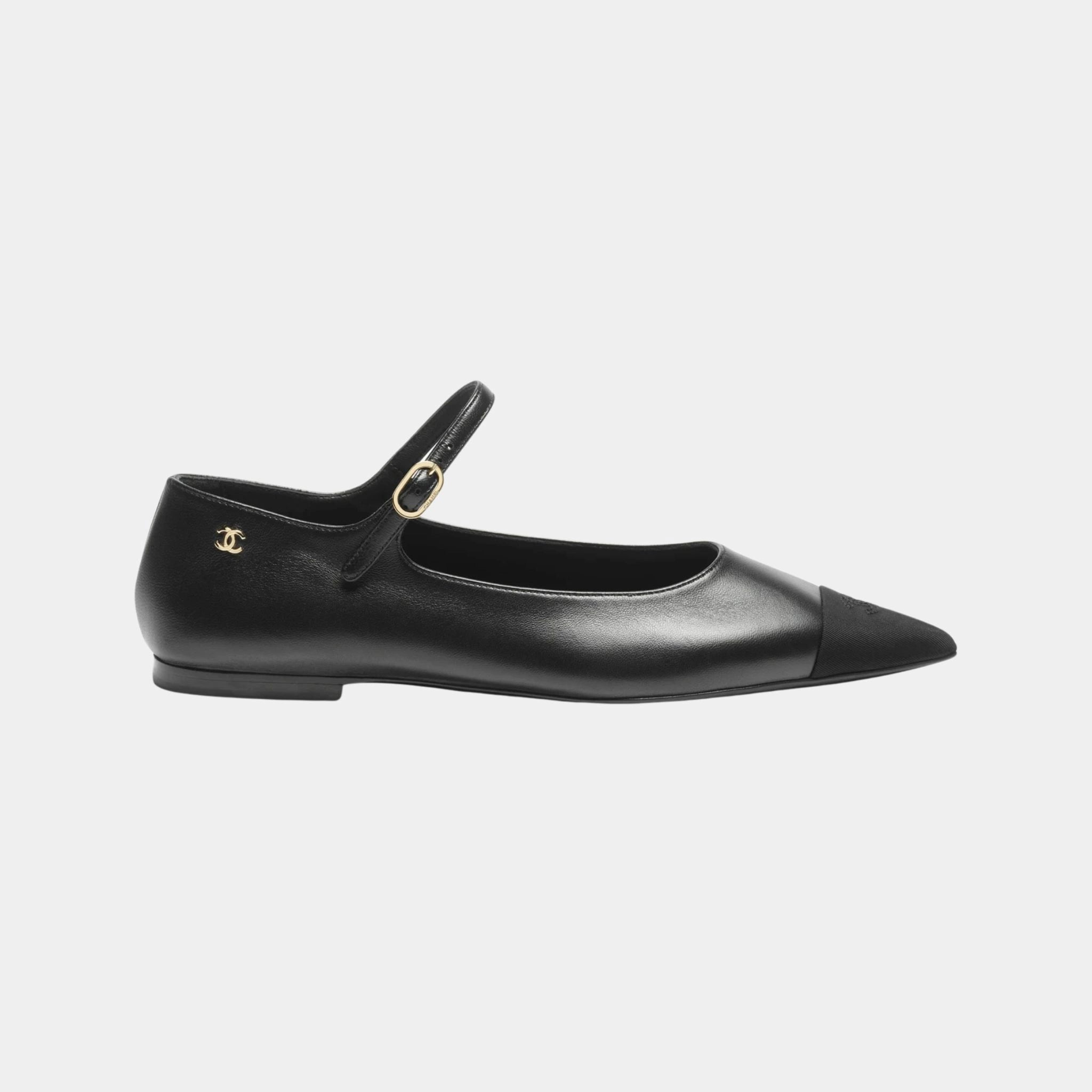 Chanel Mary Janes in Lambskin and Grosgrain, Black, Side