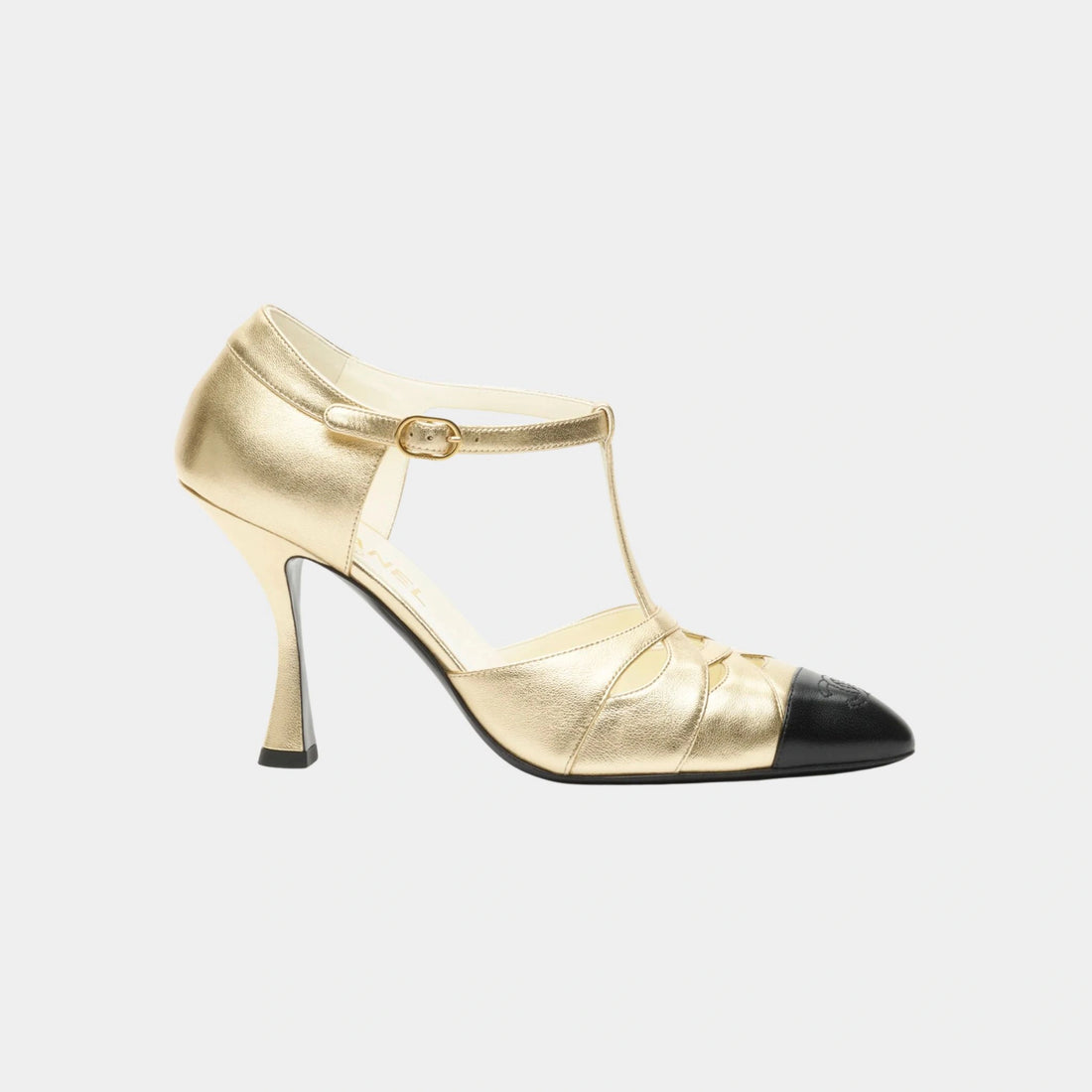 Chanel Mary Janes Laminated Lamb &amp; Lamb Gold &amp; black