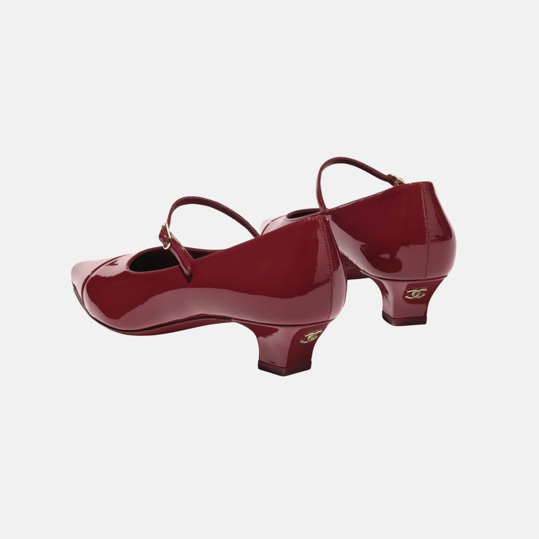 Chanel Mary Janes in Patent Calfskin, Burgundy, Back