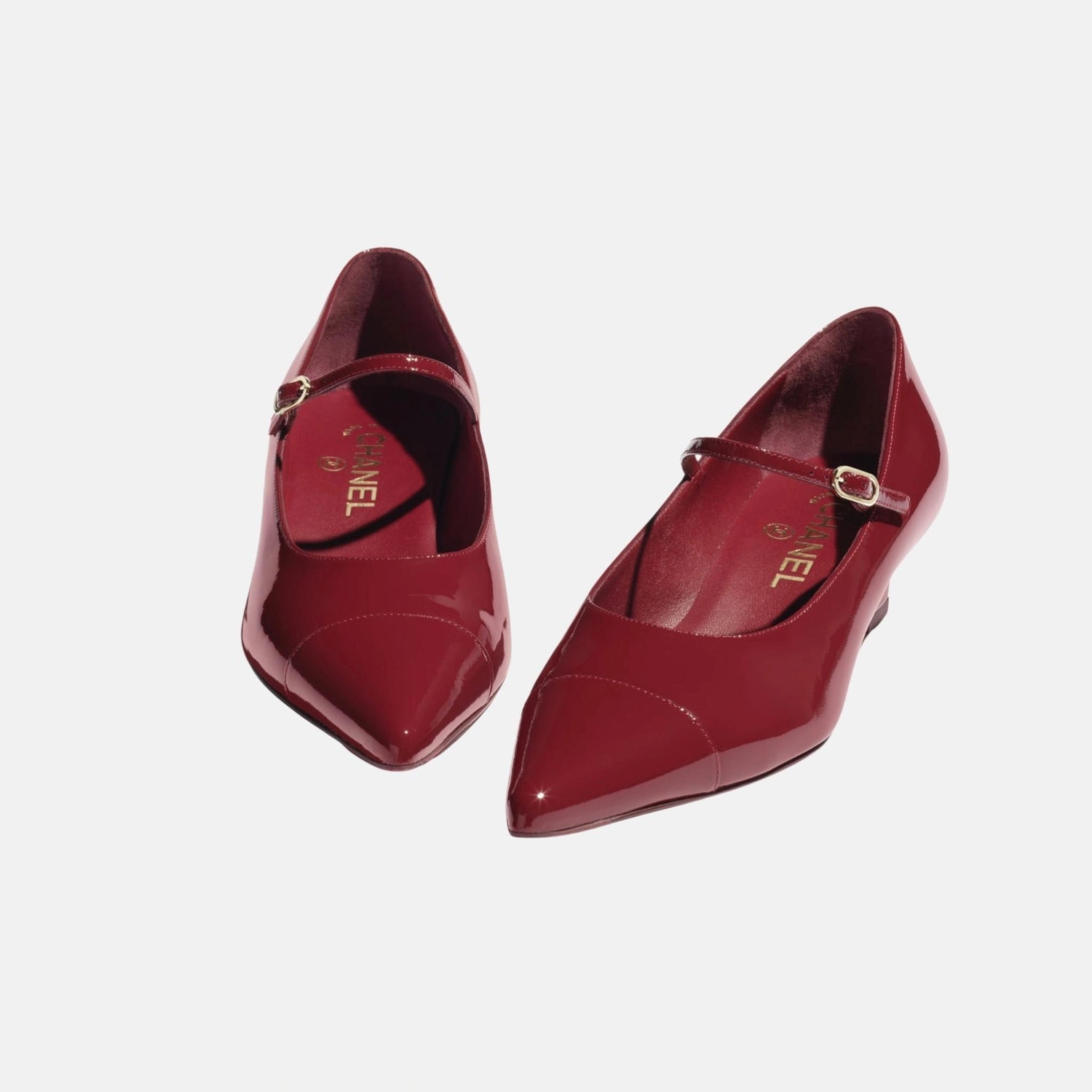 Chanel Mary Janes in Patent Calfskin, Burgundy, Front