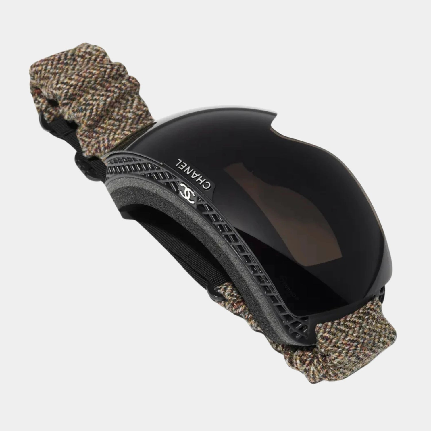 Chanel Mask Glasses in Nylon and Tweed, Brown, Top